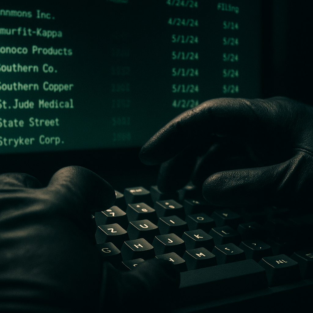 Close-up of hands at keyboard during Companies House corporate identity fraud reconnaissance